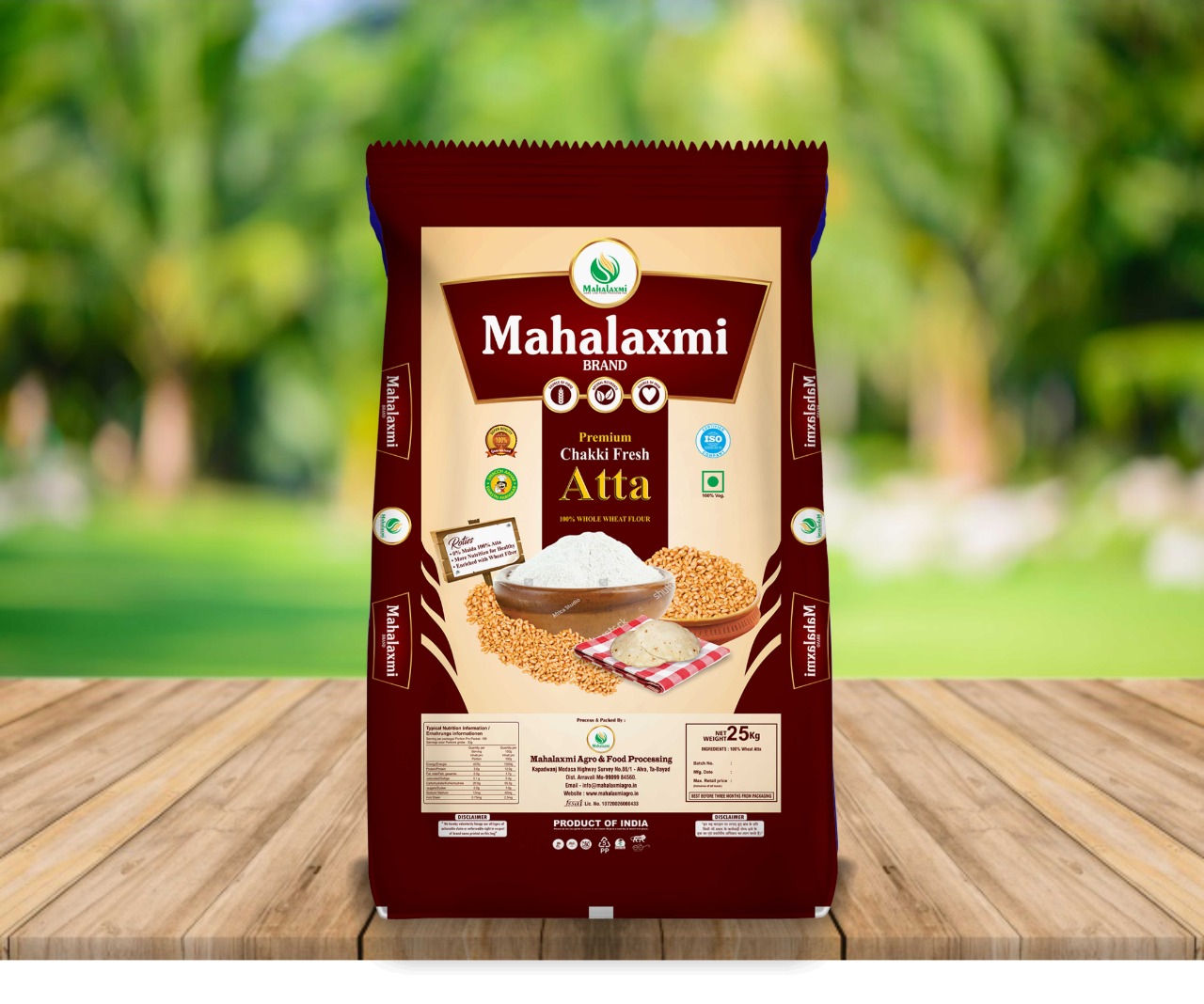 Mahalaxmi Chakki Fresh Atta 25 Kg. – Mahalaxmi Agro & Food Processing